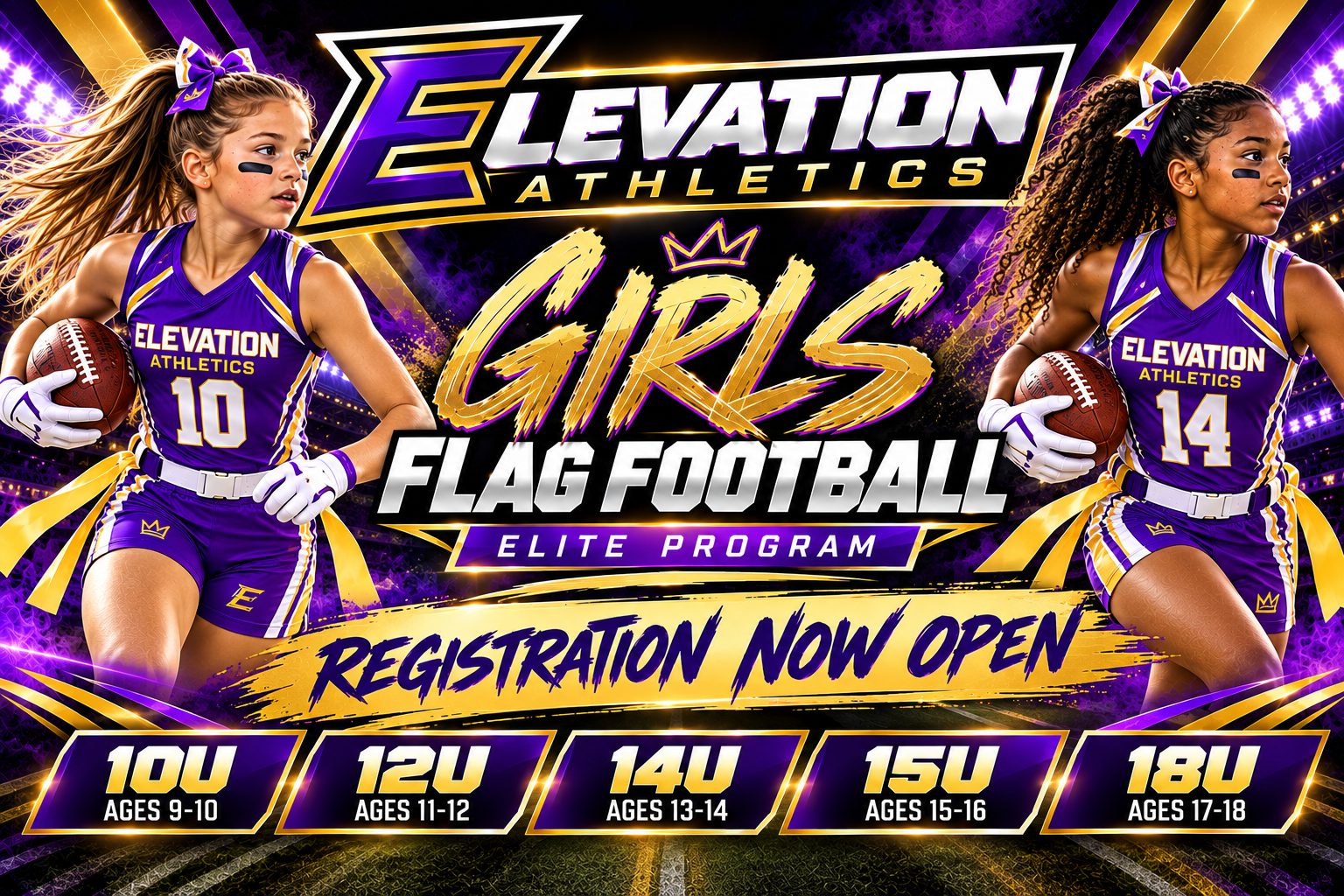 Elevation Athletics Girls’ Flag Football Elite Program — registration now open.